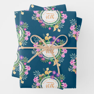 Hoja De Papel De Regalo Floral Jardín Turquesa