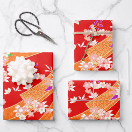 Hoja De Papel De Regalo Floral Mix Kimono Pattern