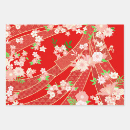 Hoja De Papel De Regalo Floral Mix Kimono Pattern Chistmas Ed.