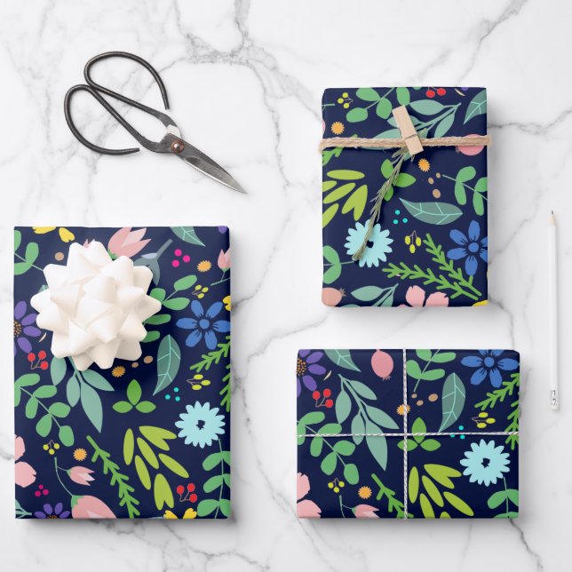Hoja De Papel De Regalo Floral moderna (Anverso)