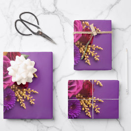 Hoja De Papel De Regalo Floral Purpura