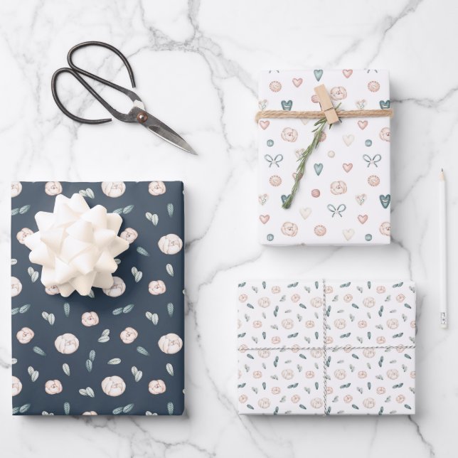 Hoja De Papel De Regalo Floral silenciada (Anverso)