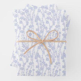 Hoja De Papel De Regalo Floral Vines (White - Periwinkle)