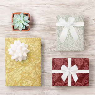 Hoja De Papel De Regalo Floral Vintage Rojo Amarillo Verde Morris Patrones