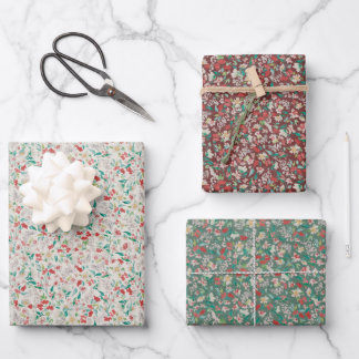 Hoja De Papel De Regalo Florales Acuarela Vintage Pradera Invernal (Multi)