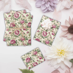 Hoja De Papel De Regalo Florales y caprichosas de color rosa