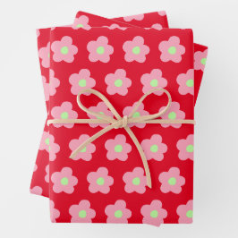 Hoja De Papel De Regalo Florecimiento de cerezos en rojo