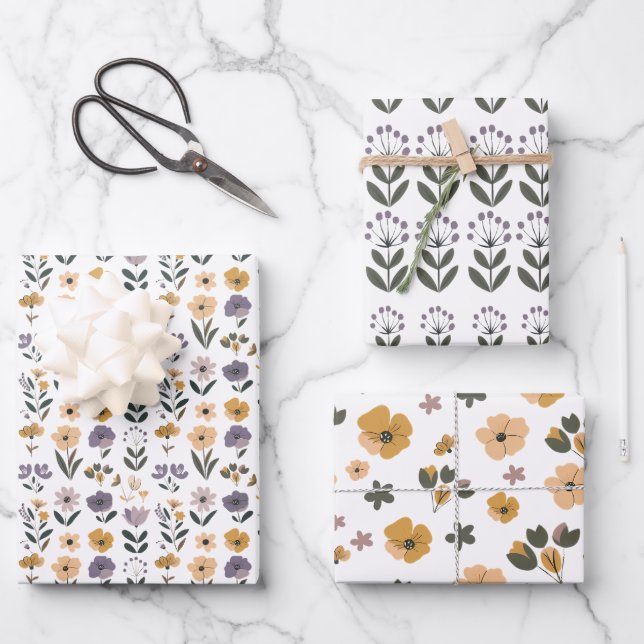 Hoja De Papel De Regalo Flores (Anverso)