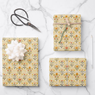 Hoja De Papel De Regalo Flores acuarela gris azul
