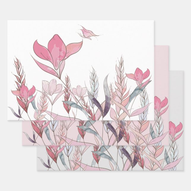 Hoja De Papel De Regalo Flores acuáticas (Set)