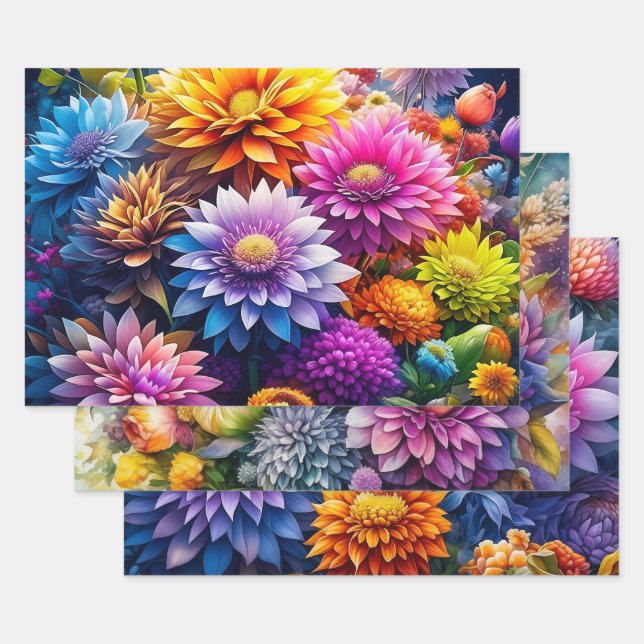 Hoja De Papel De Regalo Flores acuáticas florales de bonito Ai Art (Set)