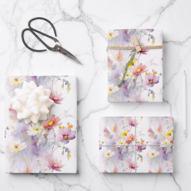 Hoja De Papel De Regalo Flores acuáticas Flores Florales Elegantes (Anverso)