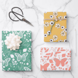 Hoja De Papel De Regalo Flores Amarillas de Mariposa de Pastel