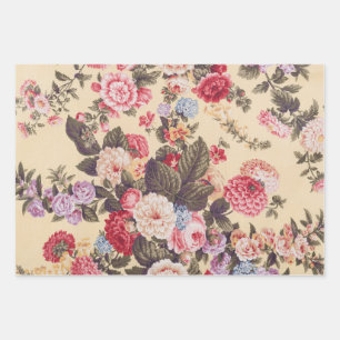 Hoja De Papel De Regalo Flores antiguas hermosas beige