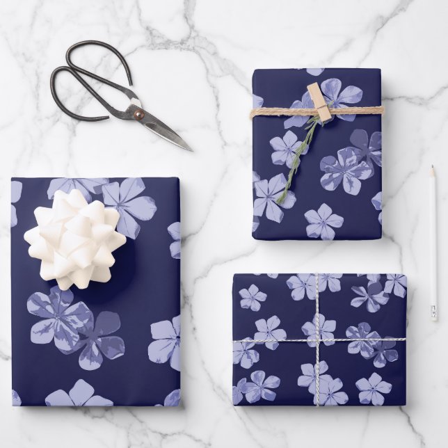 Hoja De Papel De Regalo Flores azul Plumbago (Anverso)