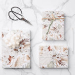 Hoja De Papel De Regalo Flores blancas de terracota botánico boho elegante<br><div class="desc">Papel de envolver con patrón de flores de terracota y blancas</div>