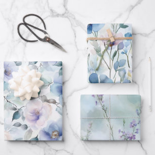 Hoja De Papel De Regalo Flores Blancas Lilas Moradas Bonitas Despedida de 