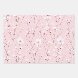 Hoja De Papel De Regalo Flores Blancas Rosadas Bonitas