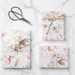 Hoja De Papel De Regalo Flores Botánicas Boho Elegantes Rosadas Blancas<br><div class="desc">Papel de regalo con flores rosadas y blancas</div>