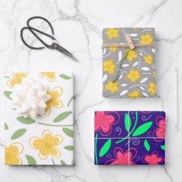 Hoja De Papel De Regalo Flores botánicas florales de acuarela moderna