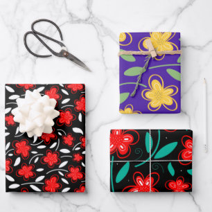 Hoja De Papel De Regalo Flores Botánicas Florales De Acuarela Moderna Wrap