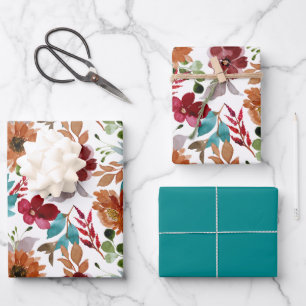 Hoja De Papel De Regalo Flores color turbio elegante patrón botánico