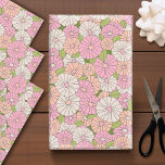 Hoja De Papel De Regalo Flores de boho rosado y coral<br><div class="desc">Flores fantásticas perfectas para una ducha de boda o un regalo de compromiso. Los colores rosa,  coral y verde están incluidos.</div>