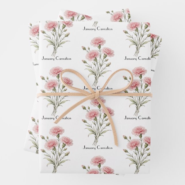 Hoja De Papel De Regalo Flores de Clavel de Enero  (In situ)