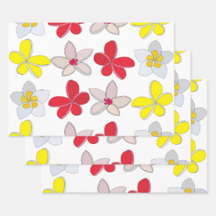 Hoja De Papel De Regalo Flores de colores en Plumeria Frangipani