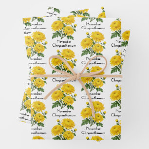 Hoja De Papel De Regalo Flores de Crisantemo de Noviembre