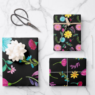 Hoja De Papel De Regalo Flores de Fiesta Mexicana de Colorido