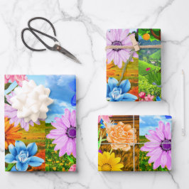 Hoja De Papel De Regalo Flores de flores estéticas elegantes - regalo