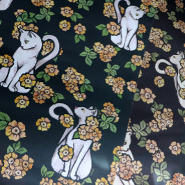 Hoja De Papel De Regalo Flores de gato blancas