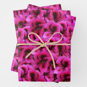 Hoja De Papel De Regalo Flores de geranio magenta,