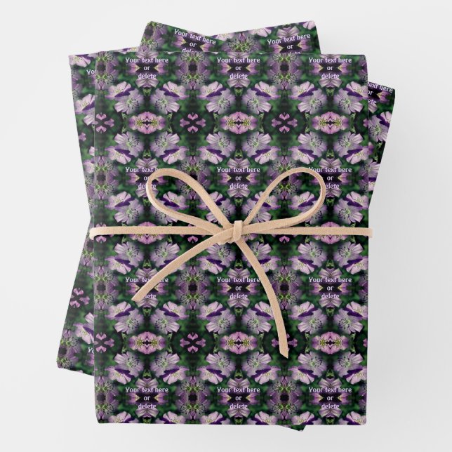 Hoja De Papel De Regalo Flores de geranio morado multiplicadas personaliza (In situ)