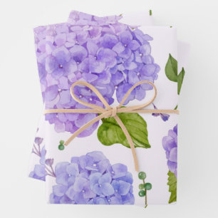 Hoja De Papel De Regalo Flores de hidrangea púrpura acuarela