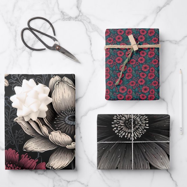 Hoja De Papel De Regalo Flores de Ilustracion floral (Anverso)