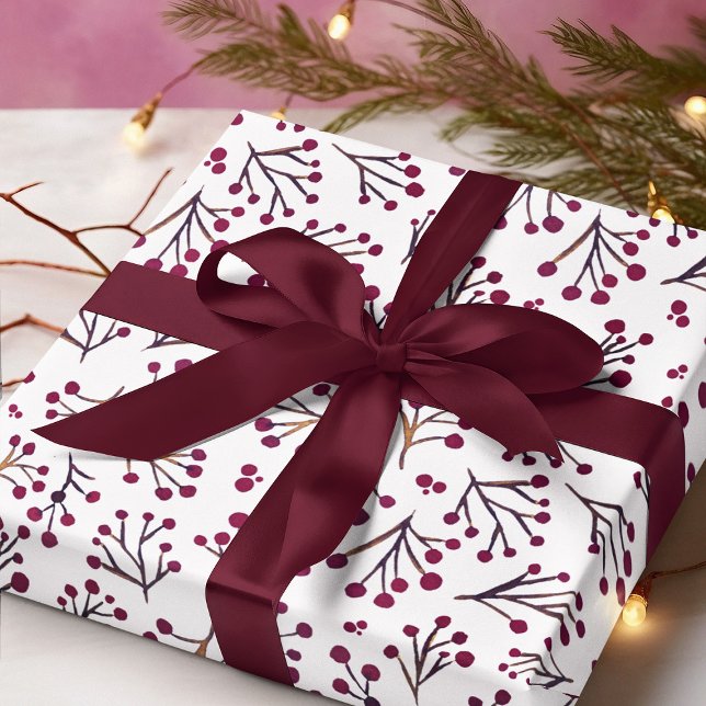 Hoja De Papel De Regalo Flores de invierno acuáticas - burdeos (Subido por el creador)