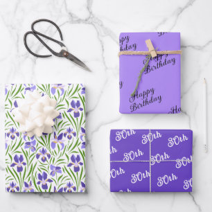 Hoja De Papel De Regalo Flores De Iris Púrpura Coordinadas