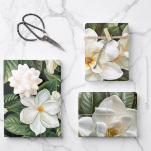 Hoja De Papel De Regalo Flores de jardinería blanca