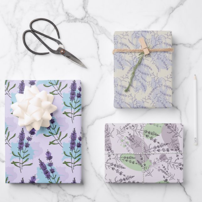 Hoja De Papel De Regalo Flores de lavanda (Anverso)