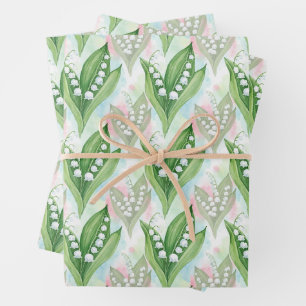 Hoja De Papel De Regalo Flores de lirio de los valles en acuarela