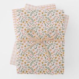 Hoja De Papel De Regalo Flores de Pascua de Primavera acuáticas y rayas