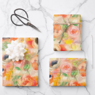 Hoja De Papel De Regalo Flores de primavera naranja