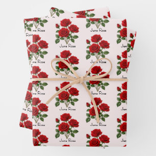 Hoja De Papel De Regalo Flores de Rosa de Junio