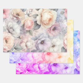 Hoja De Papel De Regalo Flores de Rosa Elegantes