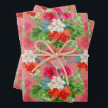 Hoja De Papel De Regalo Flores elegantes en rosa<br><div class="desc">En estas sábanas de papel de envoltura aparecen ramos de flores de fondo rosado,  divertidos para cualquier ocasión.</div>
