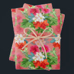 Hoja De Papel De Regalo Flores elegantes en rosa<br><div class="desc">En estas sábanas de papel de envoltura aparecen ramos de flores de fondo rosado,  divertidos para cualquier ocasión.</div>