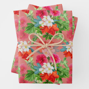 Hoja De Papel De Regalo Flores elegantes en rosa