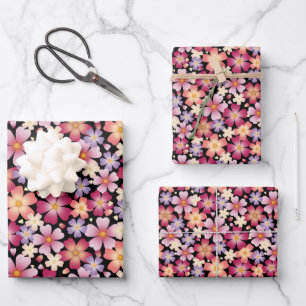 Hoja De Papel De Regalo Flores envueltas en negro